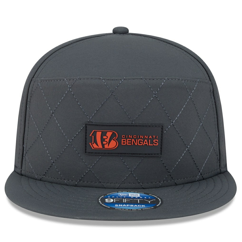 Cincinnati Bengals New Era 2025 Sideline Cold Weather Split Panel 9FIFTY Snapback Hat Charcoal