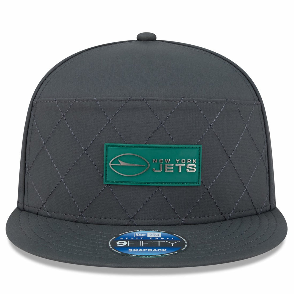 New York Jets New Era 2025 Sideline Cold Weather Split Panel 9FIFTY Snapback Hat Charcoal