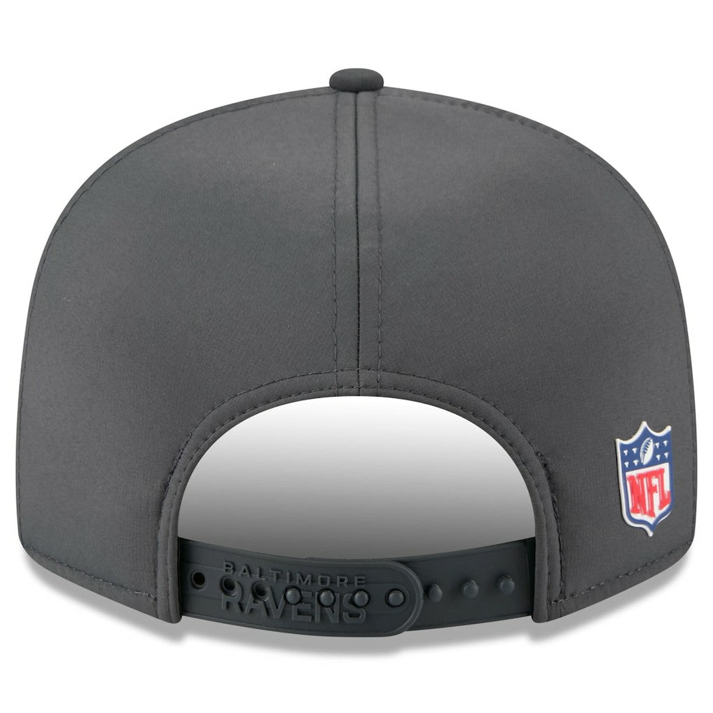 Baltimore Ravens New Era 2025 Sideline Cold Weather Split Panel 9FIFTY Snapback Hat Charcoal