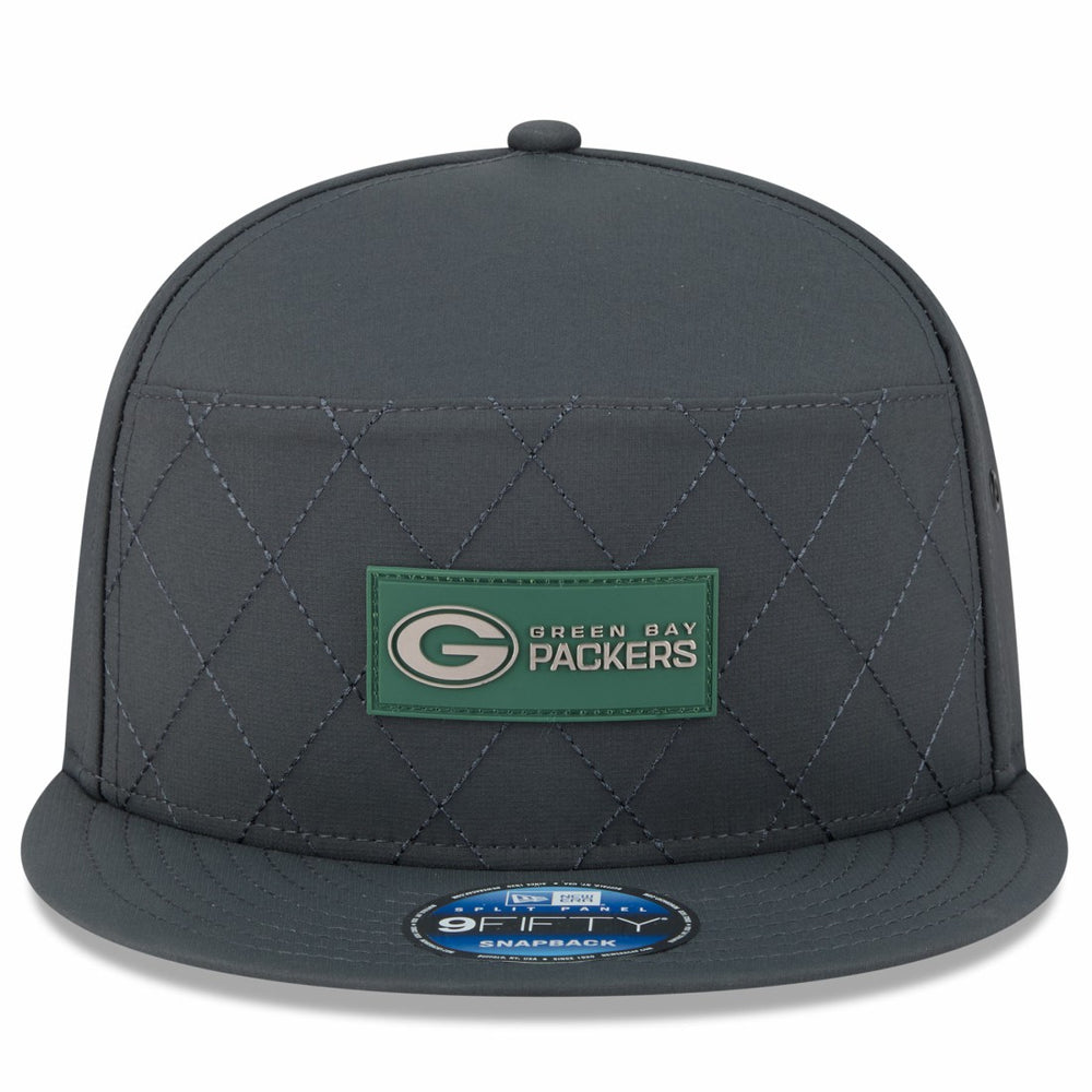 Green Bay Packers New Era 2025 Sideline Cold Weather Split Panel 9FIFTY Snapback Hat Charcoal