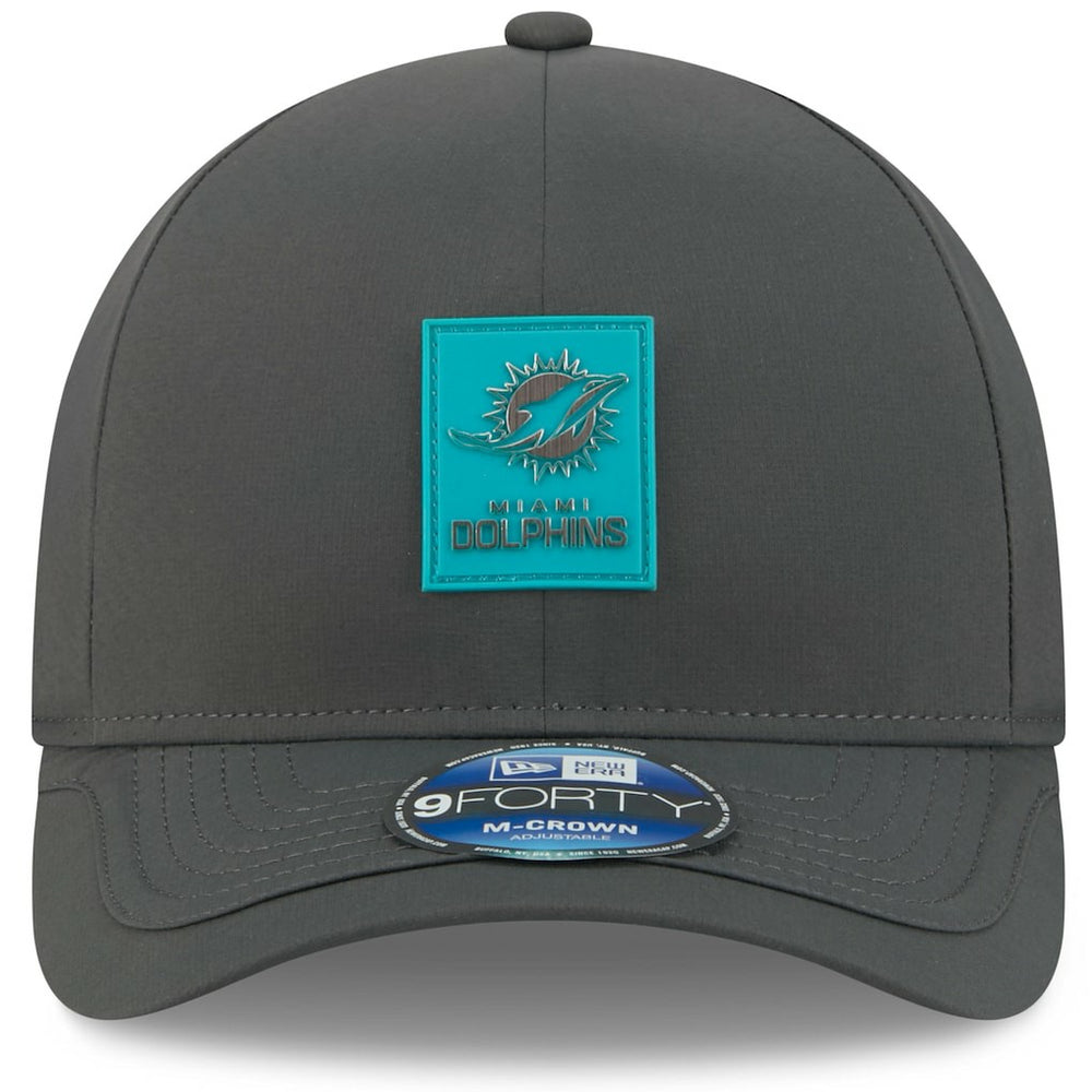 Miami Dolphins New Era 2025 Sideline Cold Weather 9FORTY M-Crown Adjustable Hat Charcoal