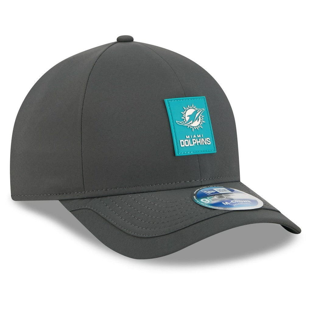 Miami Dolphins New Era 2025 Sideline Cold Weather 9FORTY M-Crown Adjustable Hat Charcoal