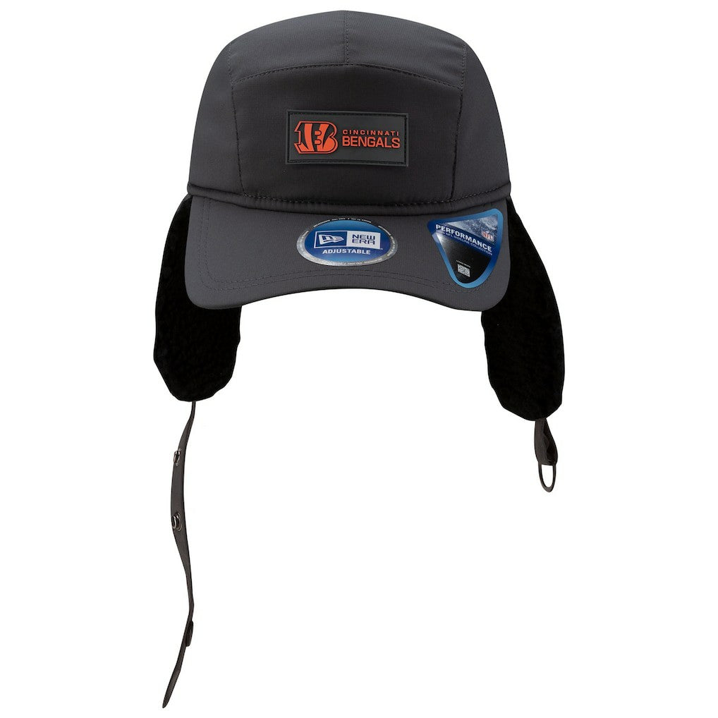 Cincinnati Bengals New Era 2025 Sideline Cold Weather Runner Dog Ear Adjustable Hat Charcoal
