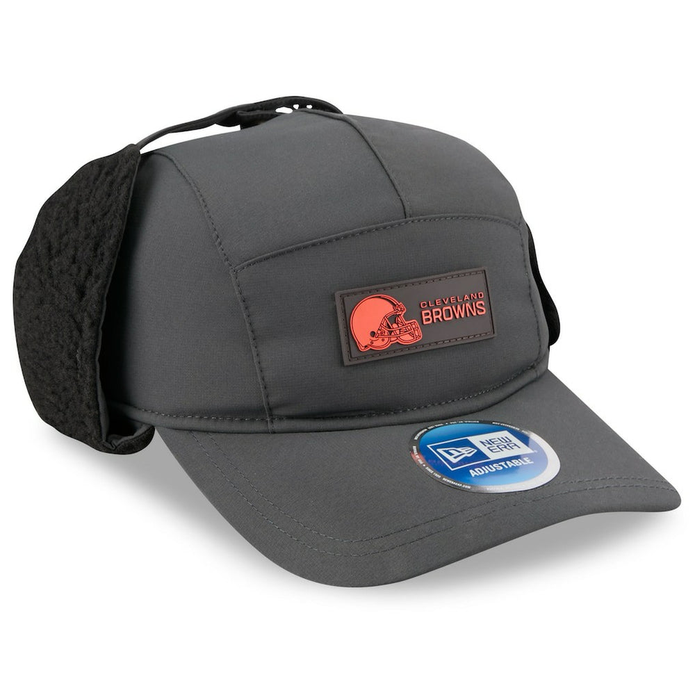 Cleveland Browns New Era 2025 Sideline Cold Weather Runner Dog Ear Adjustable Hat Charcoal