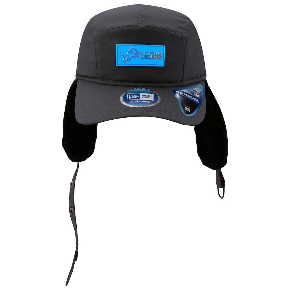 Detroit Lions New Era 2025 Sideline Cold Weather Runner Dog Ear Adjustable Hat Charcoal
