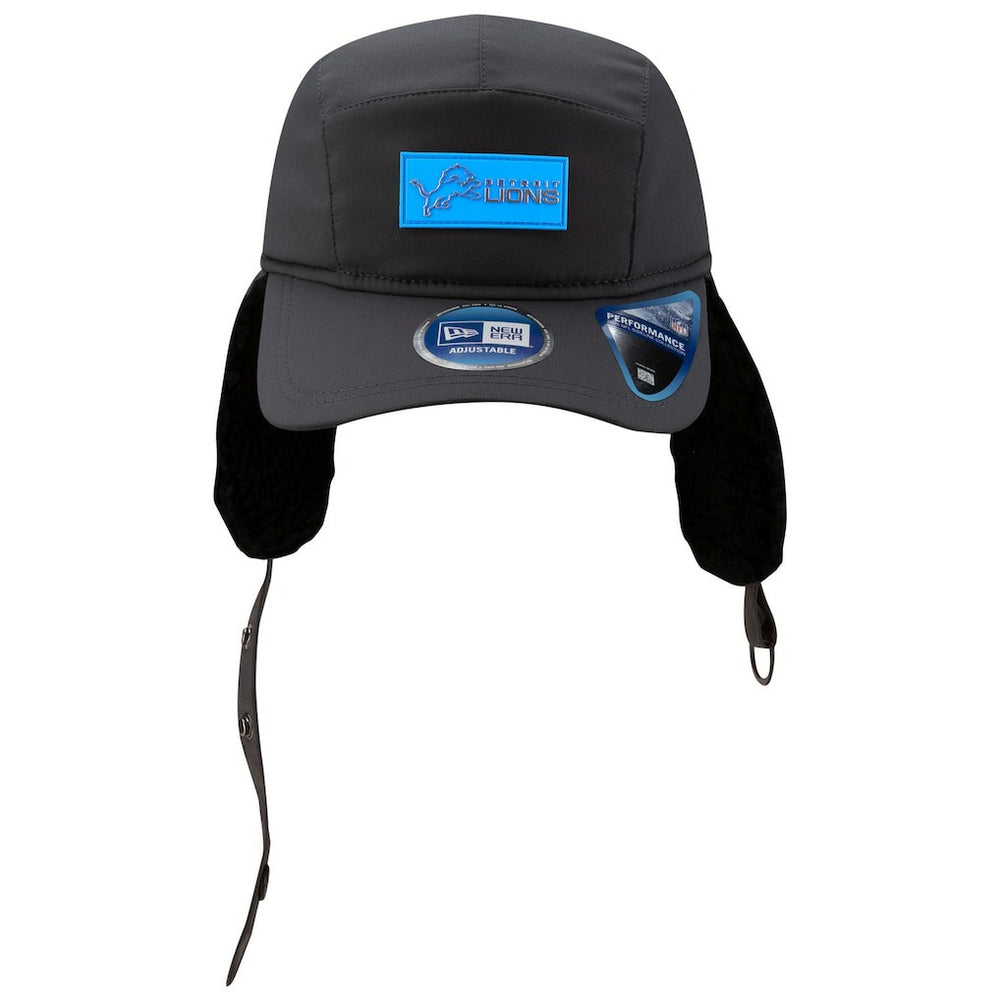 Detroit Lions New Era 2025 Sideline Cold Weather Runner Dog Ear Adjustable Hat Charcoal