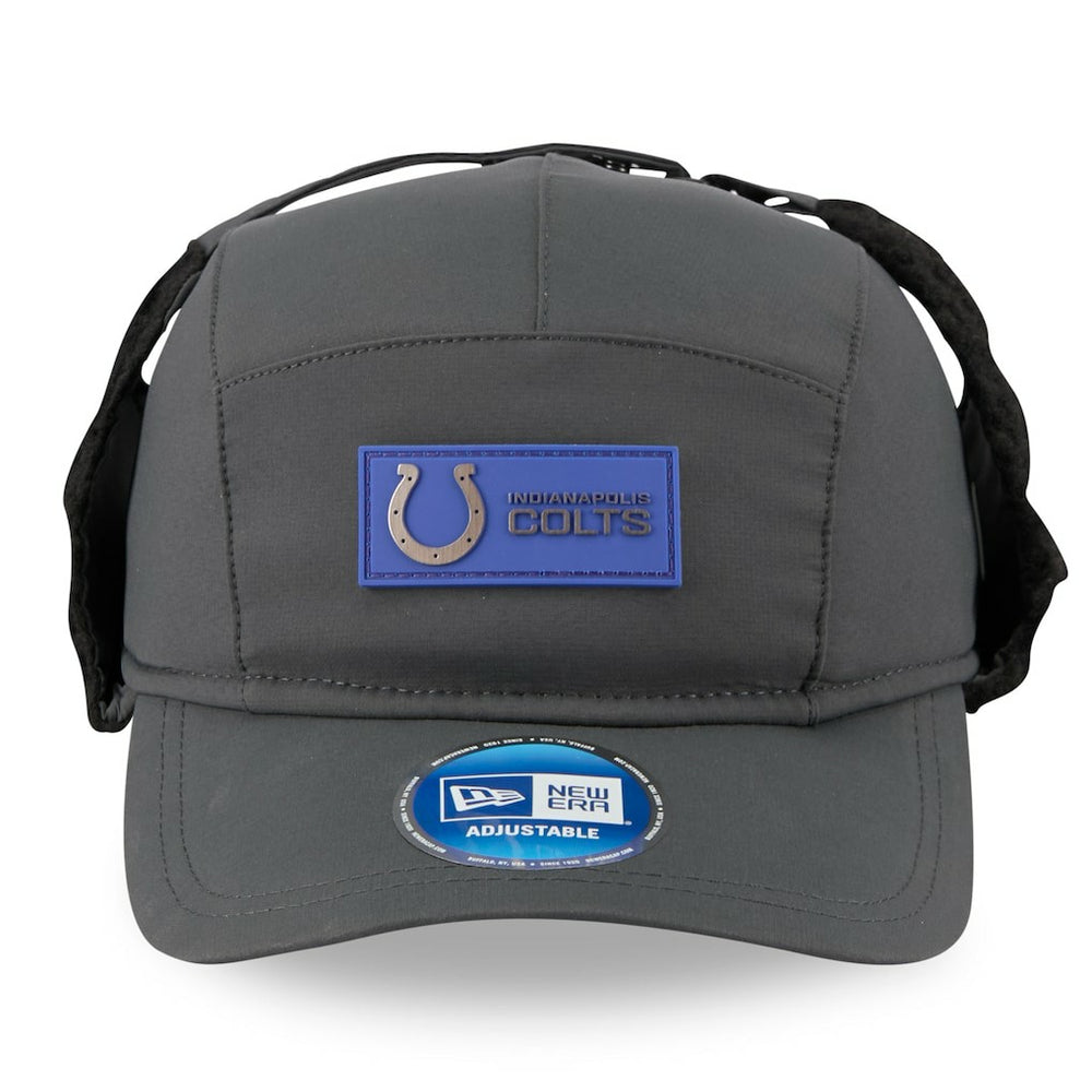 Indianapolis Colts New Era 2025 Sideline Cold Weather Runner Dog Ear Adjustable Hat Charcoal