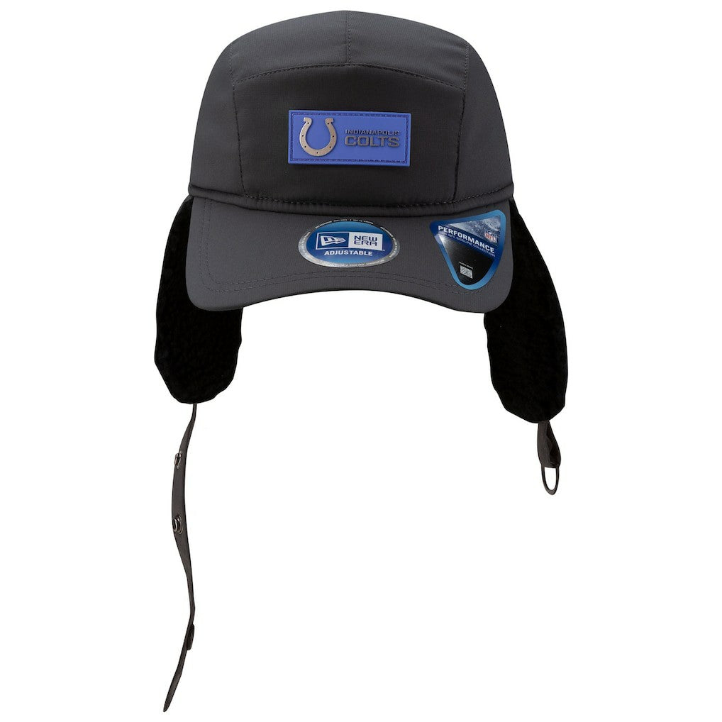 Indianapolis Colts New Era 2025 Sideline Cold Weather Runner Dog Ear Adjustable Hat Charcoal