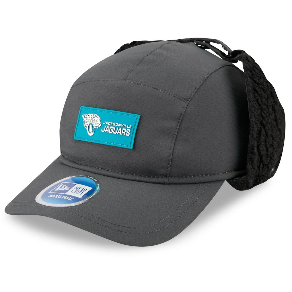 Jacksonville Jaguars New Era 2025 Sideline Cold Weather Runner Dog Ear Adjustable Hat Charcoal