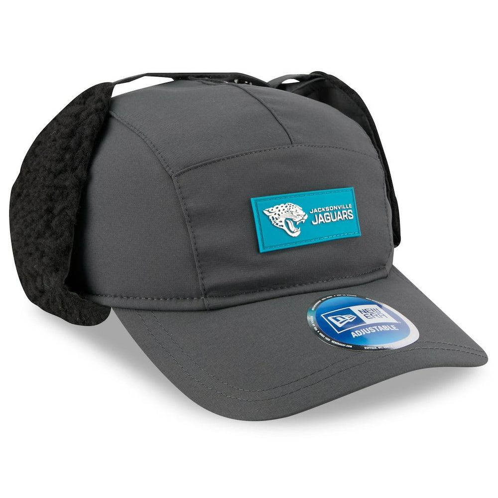 Jacksonville Jaguars New Era 2025 Sideline Cold Weather Runner Dog Ear Adjustable Hat Charcoal