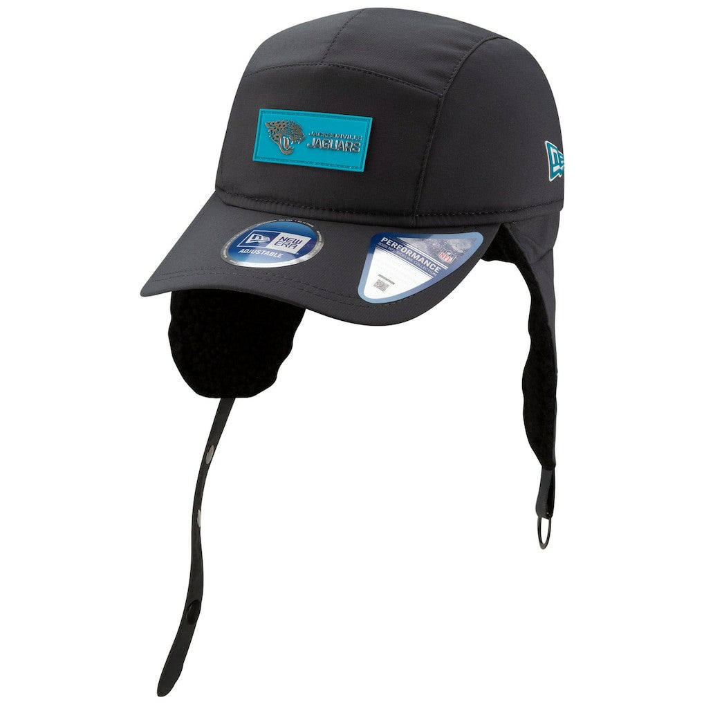 Jacksonville Jaguars New Era 2025 Sideline Cold Weather Runner Dog Ear Adjustable Hat Charcoal