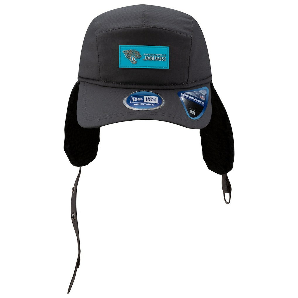 Jacksonville Jaguars New Era 2025 Sideline Cold Weather Runner Dog Ear Adjustable Hat Charcoal