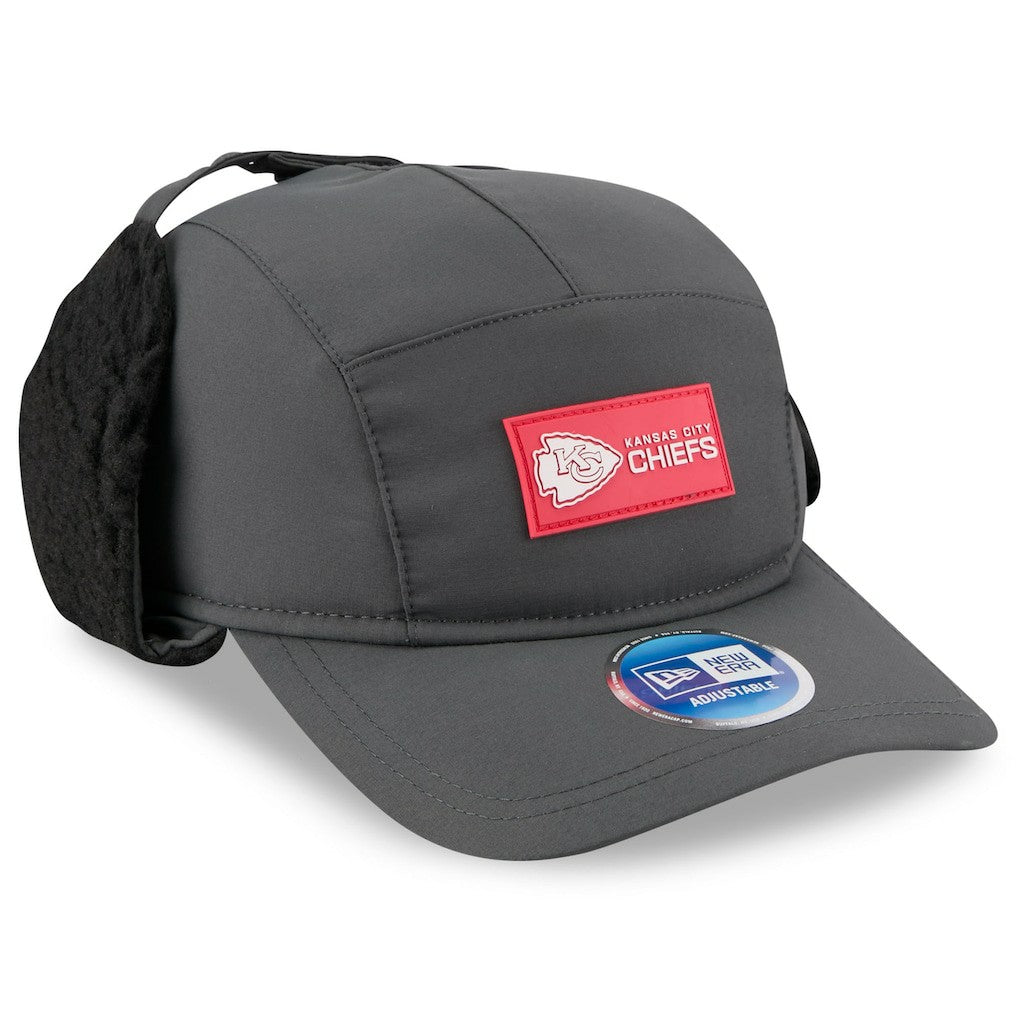 Kansas City Chiefs New Era 2025 Sideline Cold Weather Runner Dog Ear Adjustable Hat Charcoal
