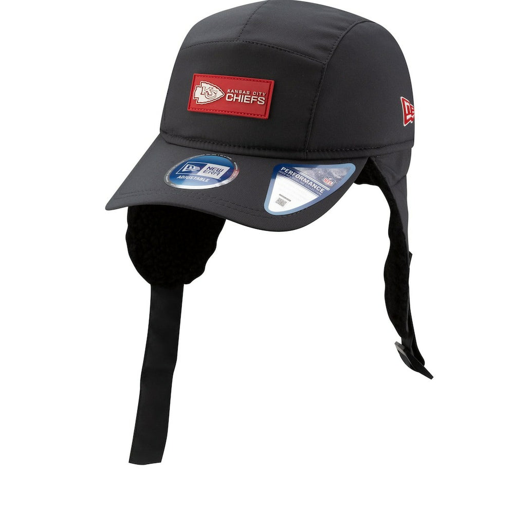 Kansas City Chiefs New Era 2025 Sideline Cold Weather Runner Dog Ear Adjustable Hat Charcoal