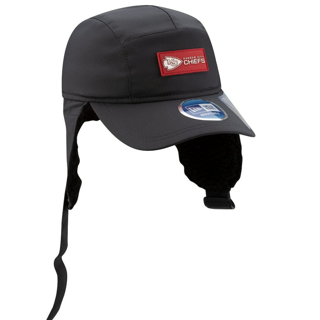 Kansas City Chiefs New Era 2025 Sideline Cold Weather Runner Dog Ear Adjustable Hat Charcoal