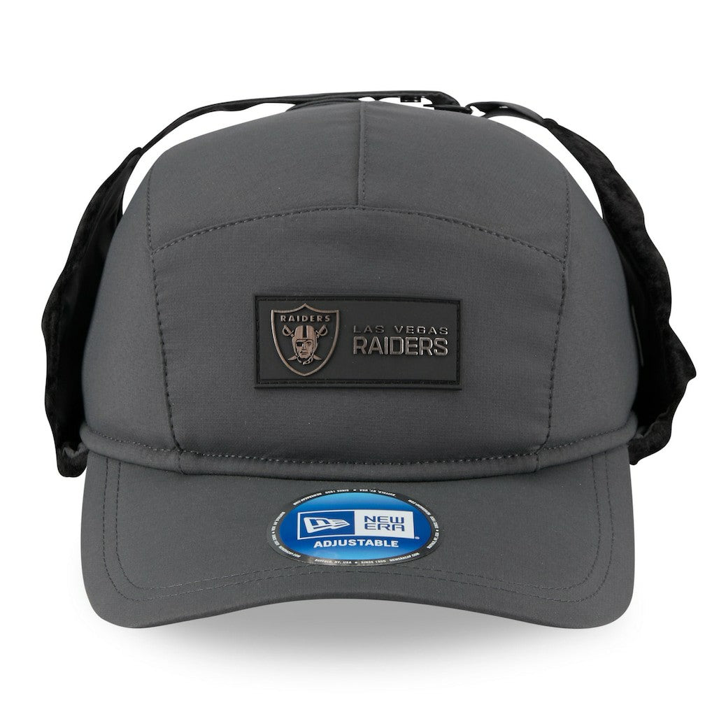 Las Vegas Raiders New Era 2025 Sideline Cold Weather Runner Dog Ear Adjustable Hat Charcoal