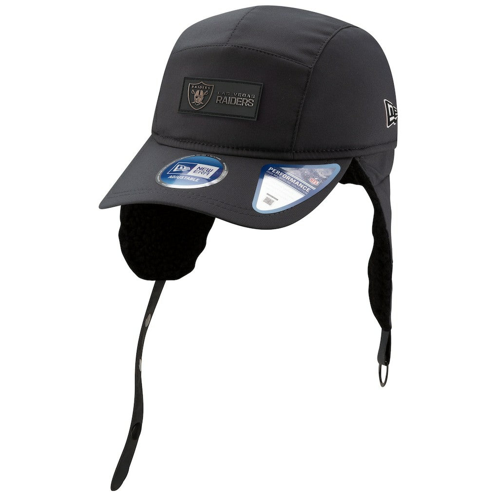 Las Vegas Raiders New Era 2025 Sideline Cold Weather Runner Dog Ear Adjustable Hat Charcoal