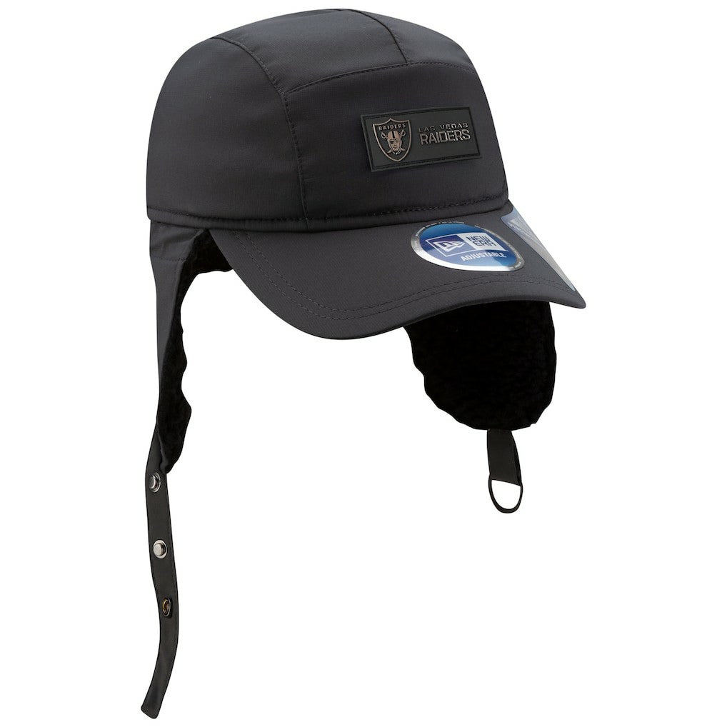 Las Vegas Raiders New Era 2025 Sideline Cold Weather Runner Dog Ear Adjustable Hat Charcoal