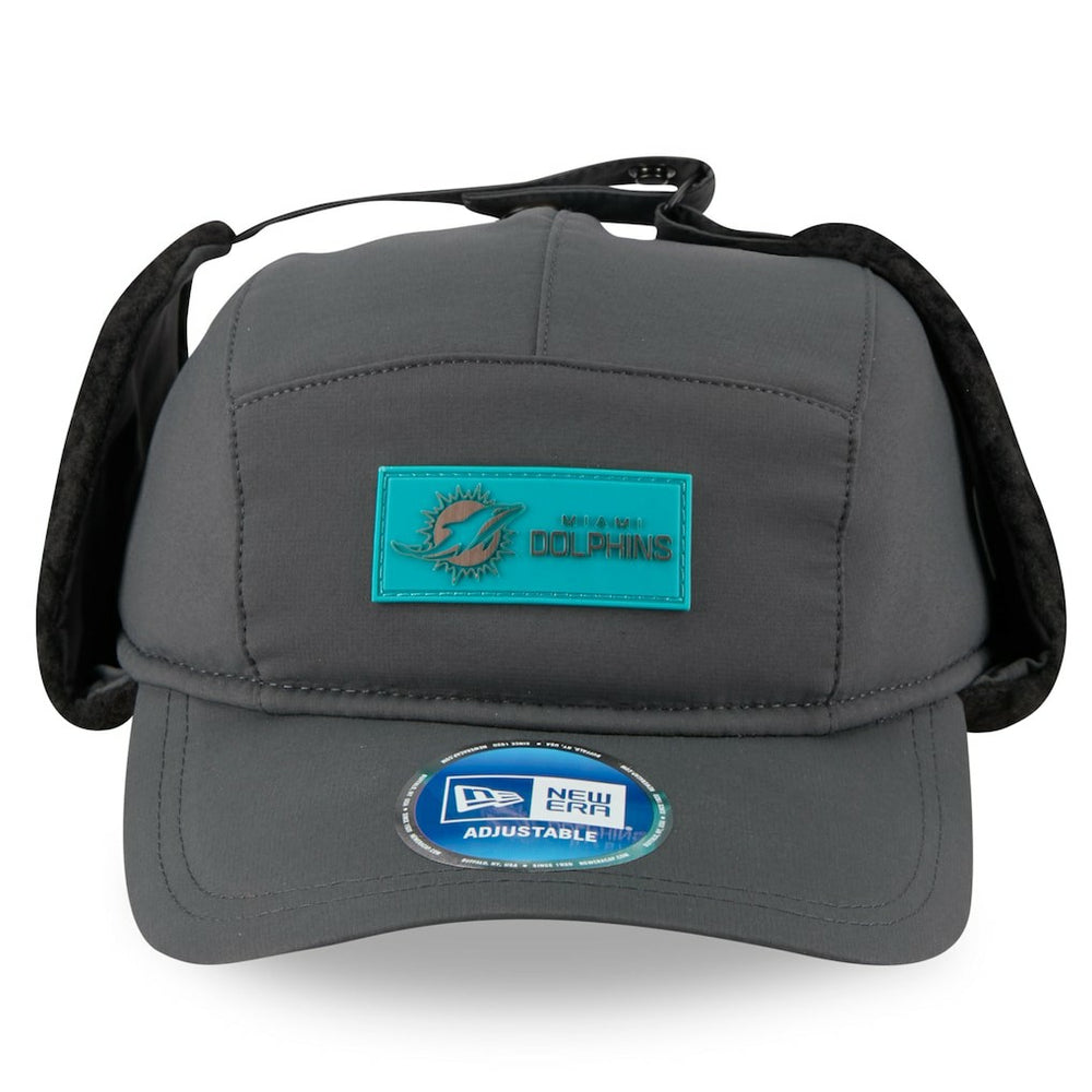 Miami Dolphins New Era 2025 Sideline Cold Weather Runner Dog Ear Adjustable Hat Charcoal