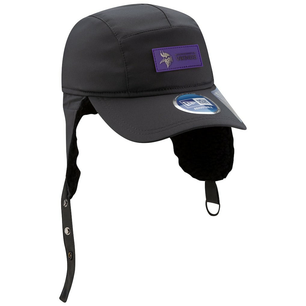 Minnesota Vikings New Era 2025 Sideline Cold Weather Runner Dog Ear Adjustable Hat Charcoal