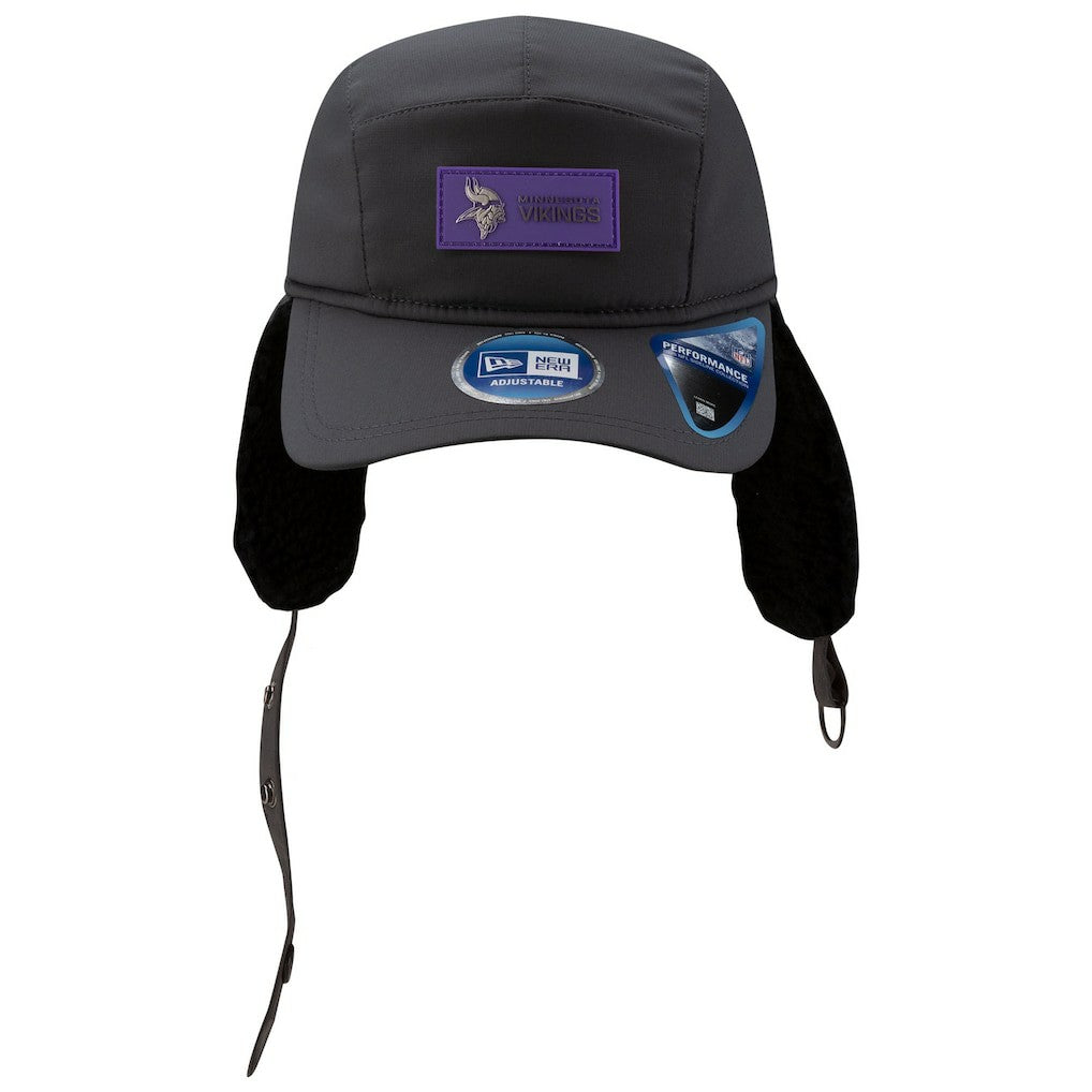 Minnesota Vikings New Era 2025 Sideline Cold Weather Runner Dog Ear Adjustable Hat Charcoal