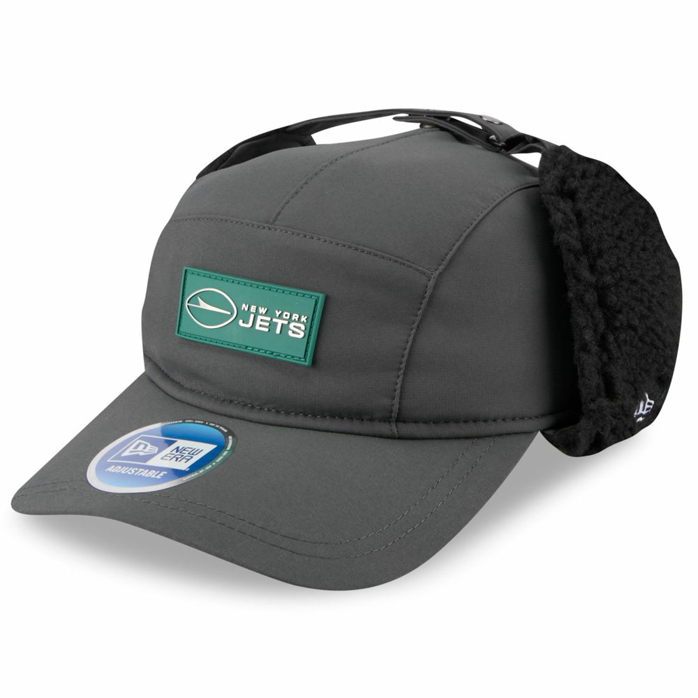 New York Jets New Era 2025 Sideline Cold Weather Runner Dog Ear Adjustable Hat Charcoal