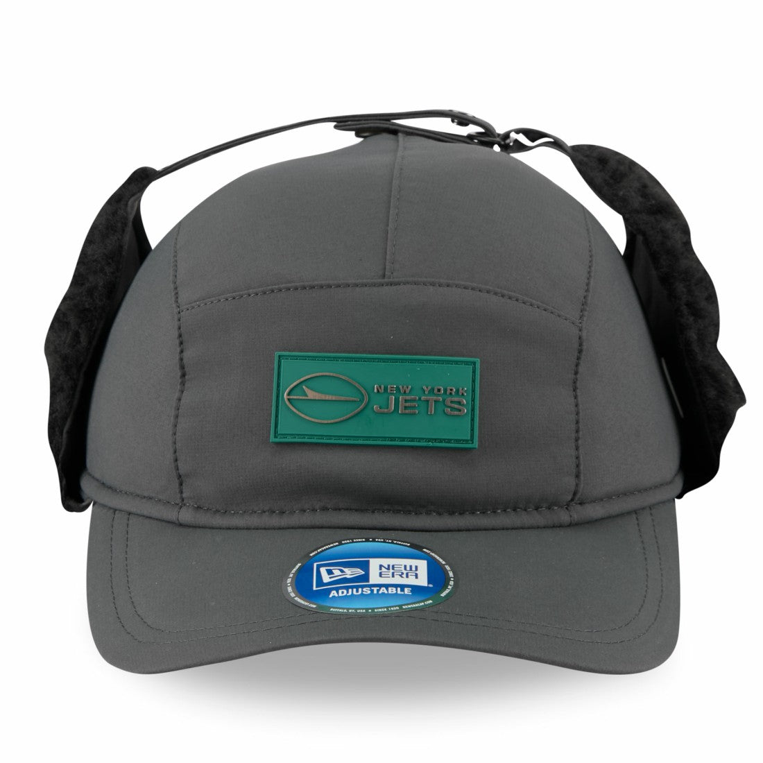 New York Jets New Era 2025 Sideline Cold Weather Runner Dog Ear Adjustable Hat Charcoal