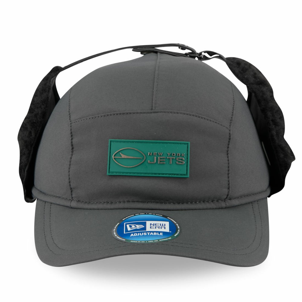 New York Jets New Era 2025 Sideline Cold Weather Runner Dog Ear Adjustable Hat Charcoal
