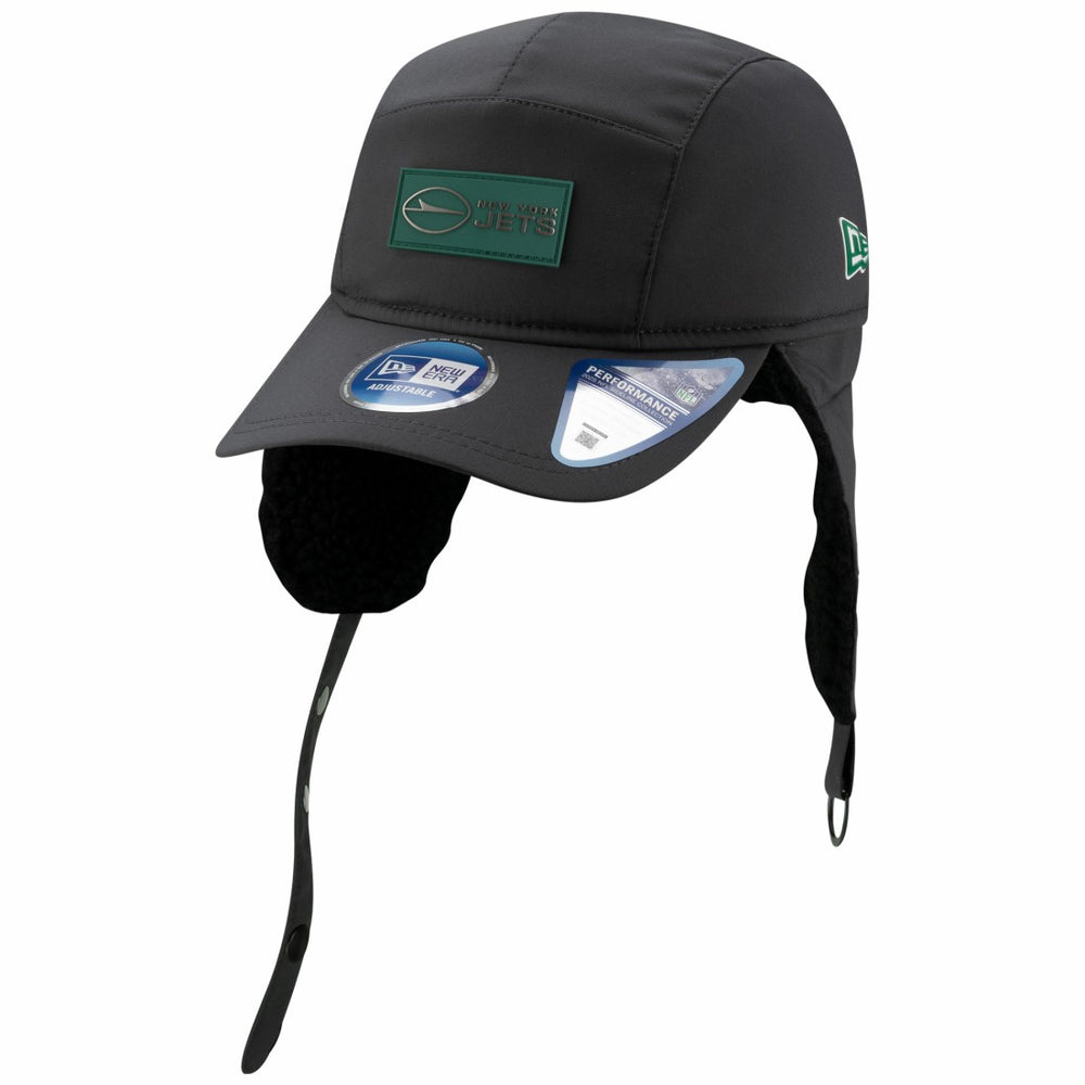 New York Jets New Era 2025 Sideline Cold Weather Runner Dog Ear Adjustable Hat Charcoal