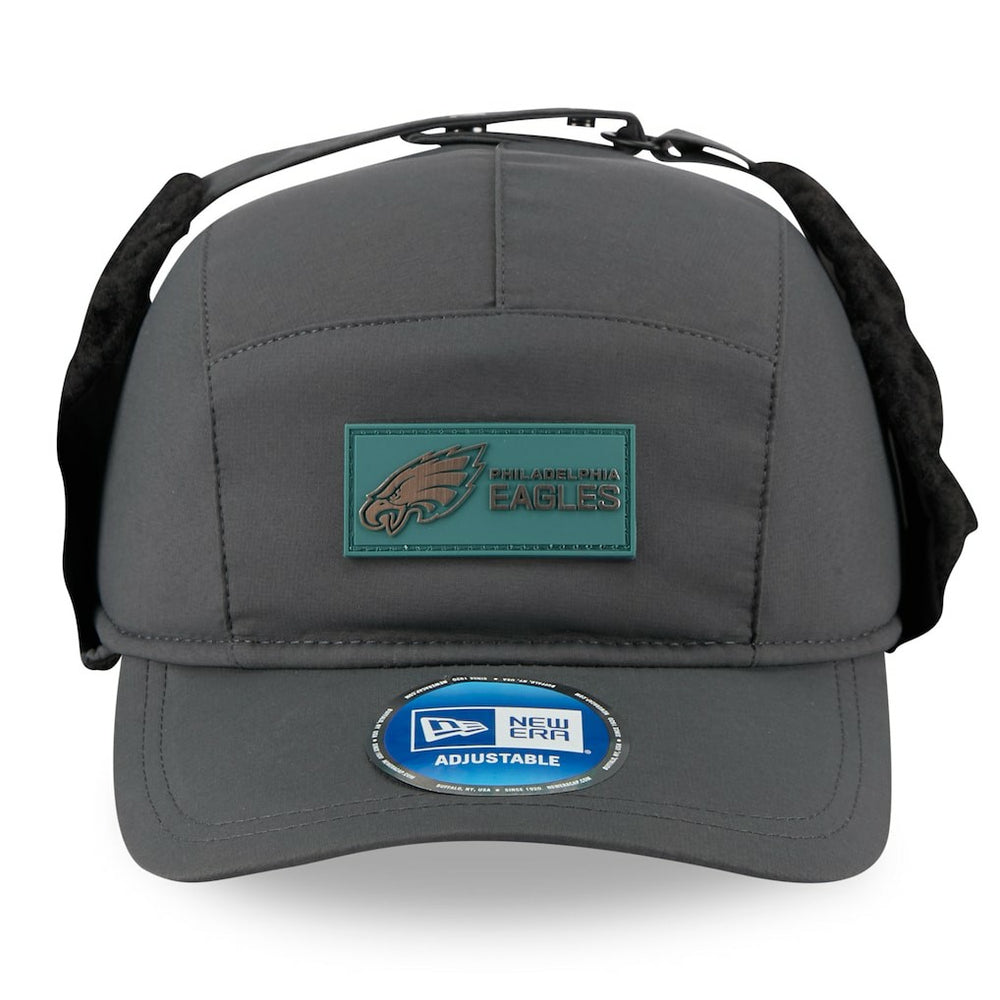 Philadelphia Eagles New Era 2025 Sideline Cold Weather Runner Dog Ear Adjustable Hat Charcoal