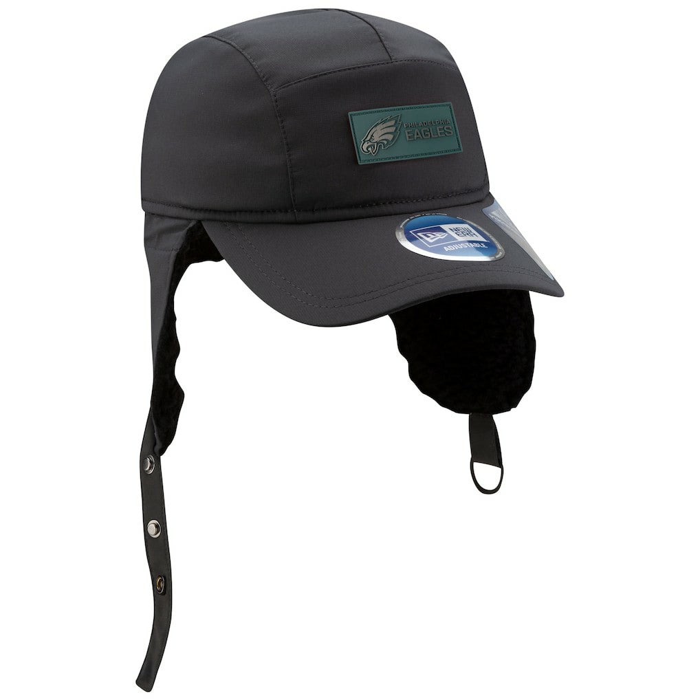 Philadelphia Eagles New Era 2025 Sideline Cold Weather Runner Dog Ear Adjustable Hat Charcoal