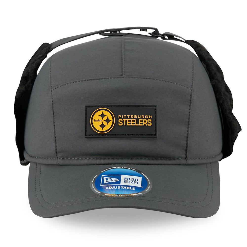 Pittsburgh Steelers New Era 2025 Sideline Cold Weather Runner Dog Ear Adjustable Hat Charcoal