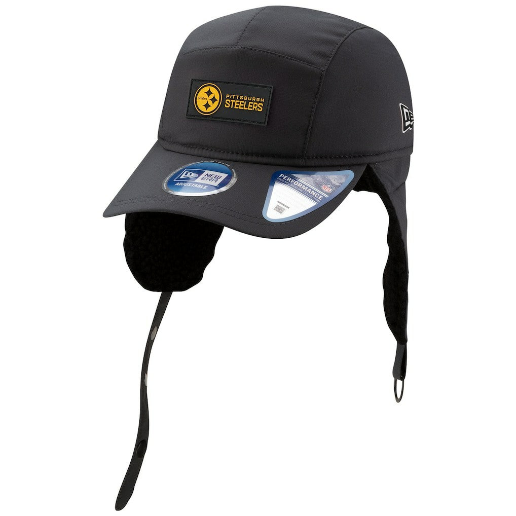 Pittsburgh Steelers New Era 2025 Sideline Cold Weather Runner Dog Ear Adjustable Hat Charcoal