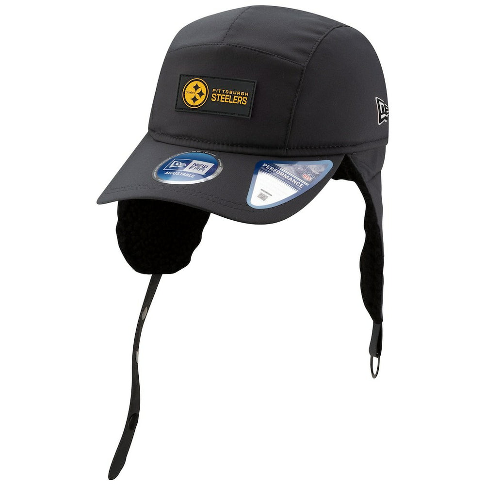 Pittsburgh Steelers New Era 2025 Sideline Cold Weather Runner Dog Ear Adjustable Hat Charcoal