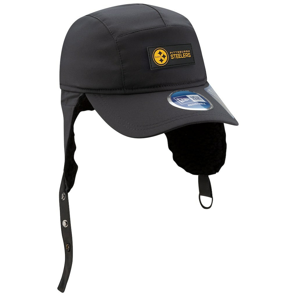 Pittsburgh Steelers New Era 2025 Sideline Cold Weather Runner Dog Ear Adjustable Hat Charcoal