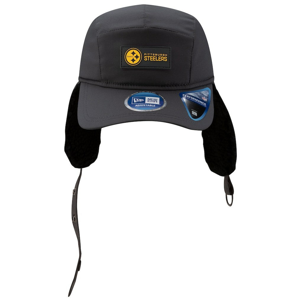 Pittsburgh Steelers New Era 2025 Sideline Cold Weather Runner Dog Ear Adjustable Hat Charcoal