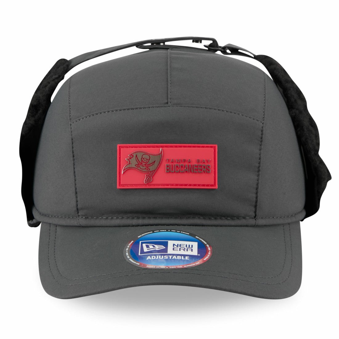 Tampa Bay Buccaneers New Era 2025 Sideline Cold Weather Runner Dog Ear Adjustable Hat Charcoal