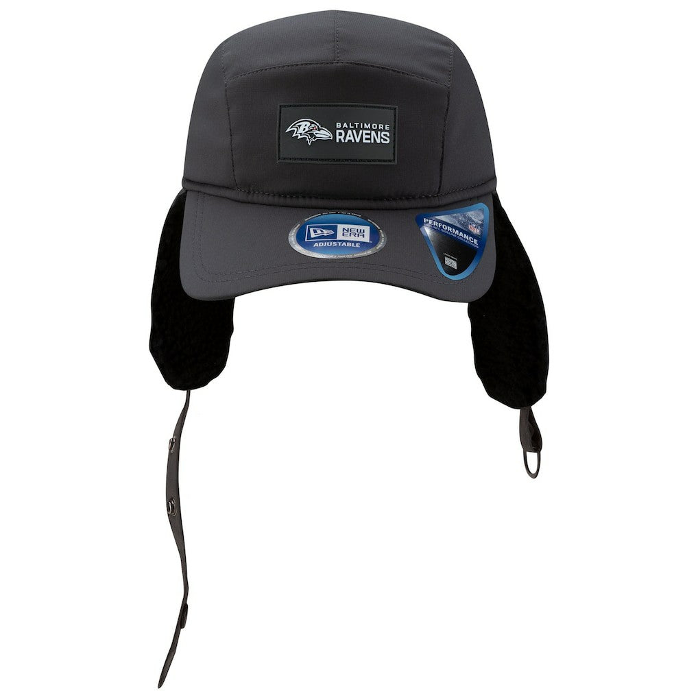 Baltimore Ravens New Era 2025 Sideline Cold Weather Runner Dog Ear Adjustable Hat Charcoal