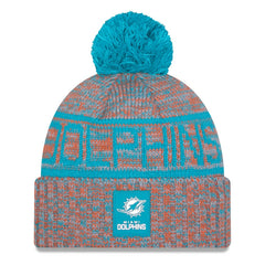 Miami Dolphins New Era 2025 Sideline Cold Weather Cuffed Knit Hat with Pom Orange