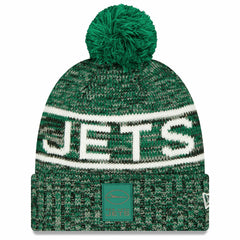 New York Jets New Era 2025 Sideline Cold Weather Cuffed Knit Hat with Pom Green