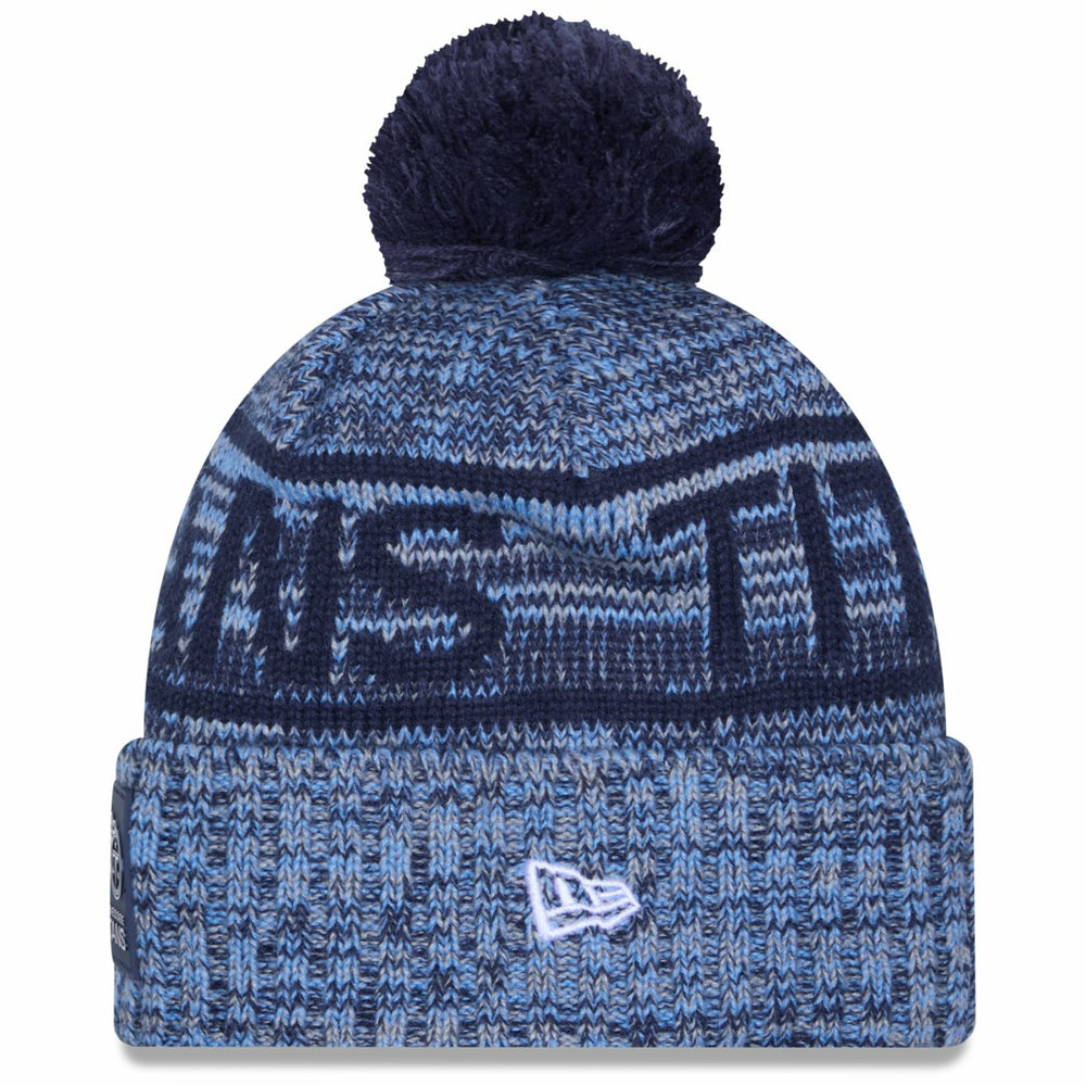 Tennessee Titans New Era 2025 Sideline Cold Weather Cuffed Knit Hat with Pom Light Blue