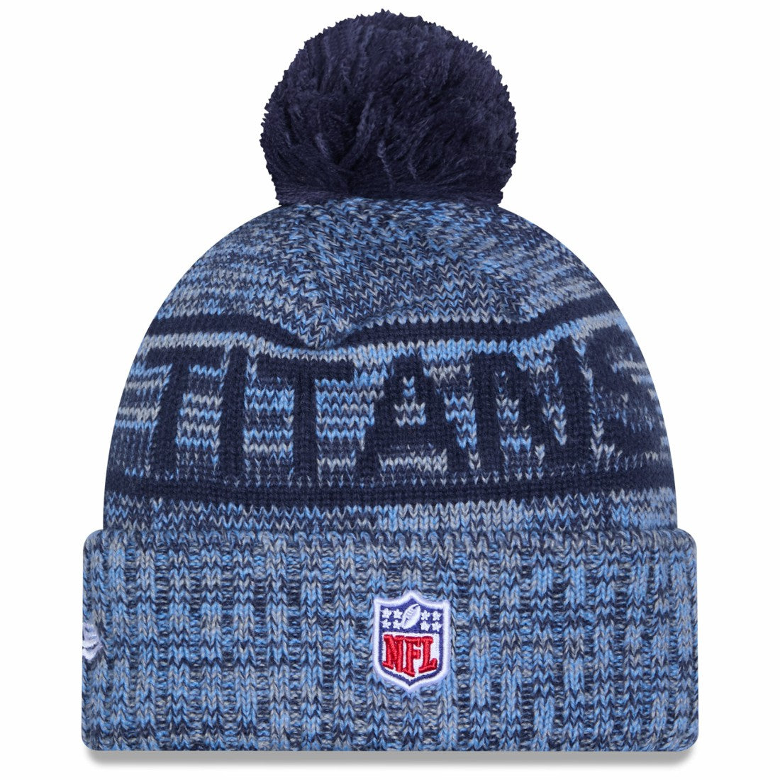 Tennessee Titans New Era 2025 Sideline Cold Weather Cuffed Knit Hat with Pom Light Blue