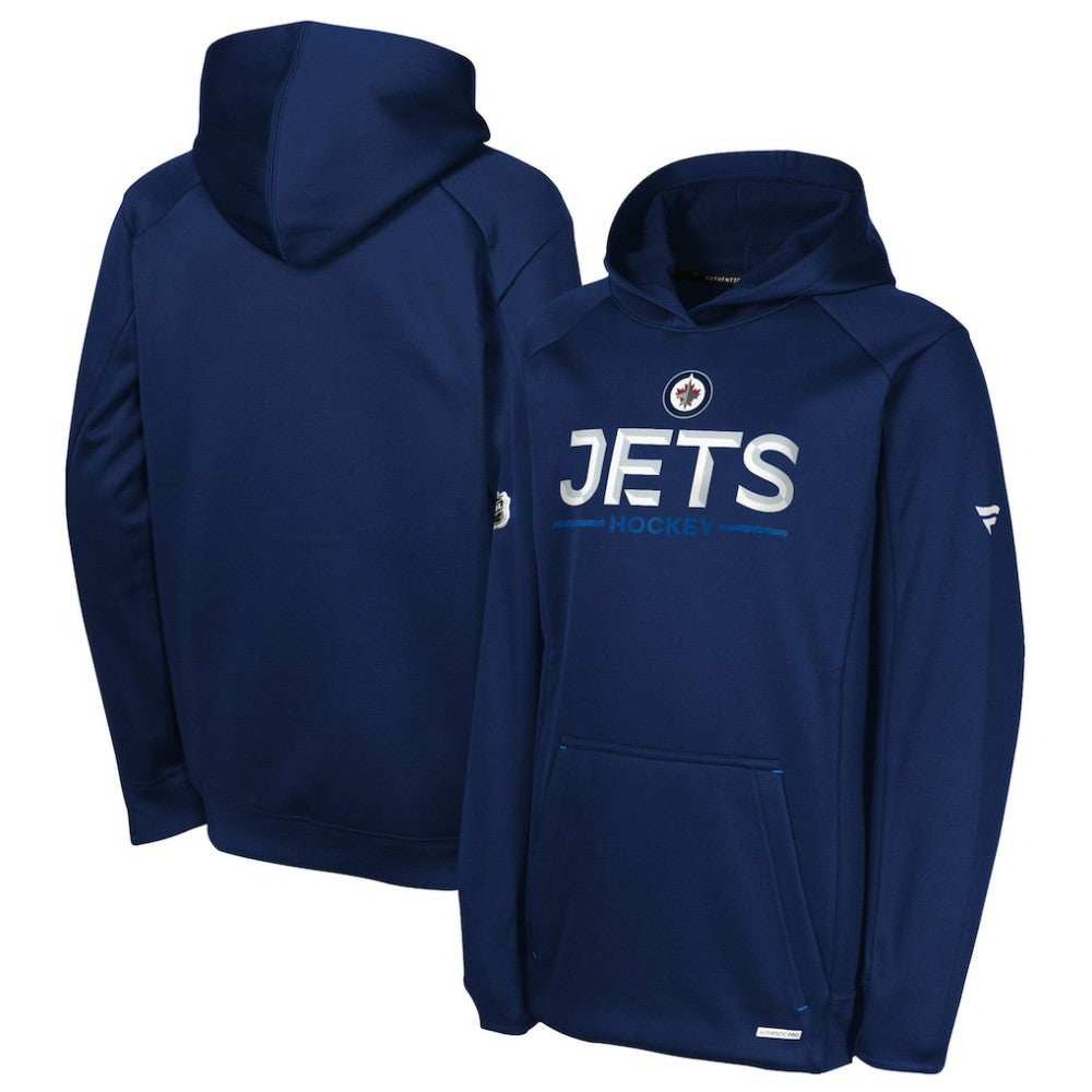 NHL Winnipeg Jets Fanatics Youth Authentic Pro Rink Raglan Hoodie - Navy