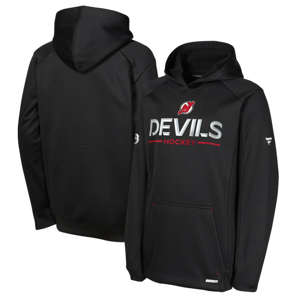 NHL New Jersey Devils Fanatics Youth Authentic Pro Rink Raglan Hoodie - Black
