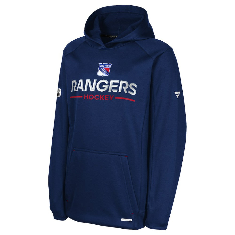 NHL New York Rangers Fanatics Youth Authentic Pro Rink Raglan Hoodie - Navy