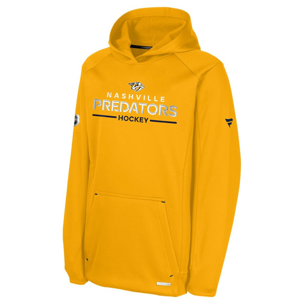 NHL Nashville Predators Fanatics Youth Authentic Pro Rink Raglan Hoodie - Gold