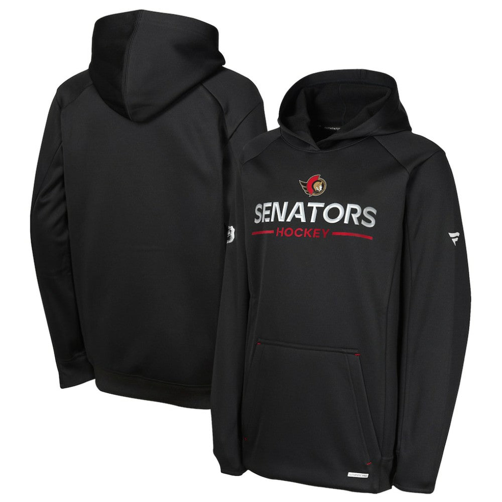 NHL Ottawa Senators Fanatics Youth Authentic Pro Rink Raglan Hoodie - Black