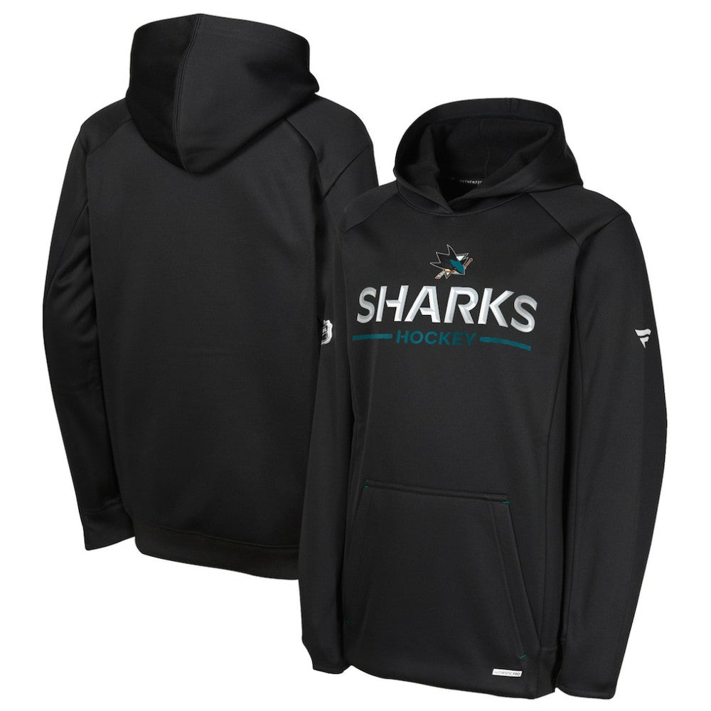 NHL San Jose Sharks Fanatics Youth Authentic Pro Rink Raglan Hoodie - Black