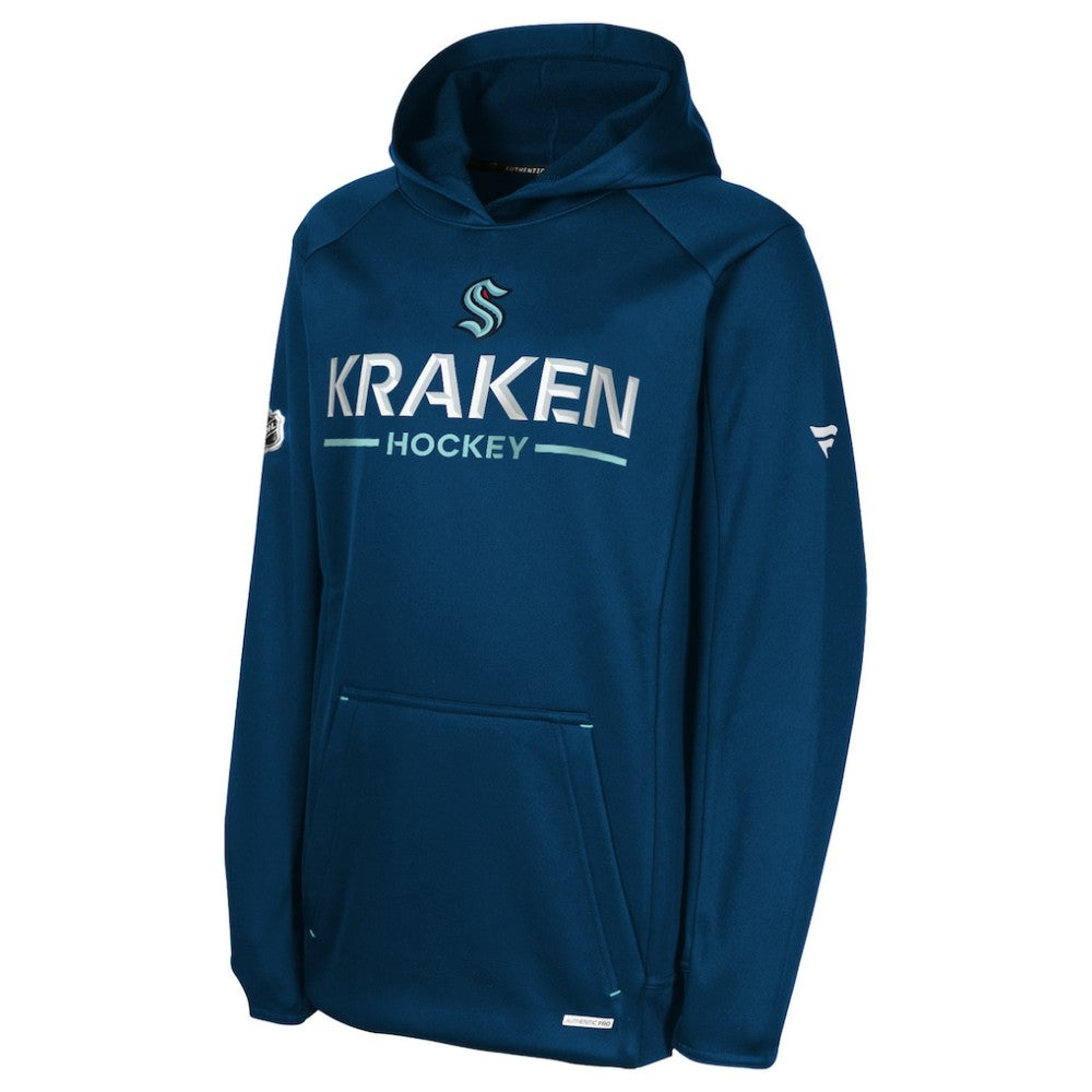 NHL Seattle Kraken Fanatics Youth Authentic Pro Rink Raglan Hoodie - Deep Sea Blue