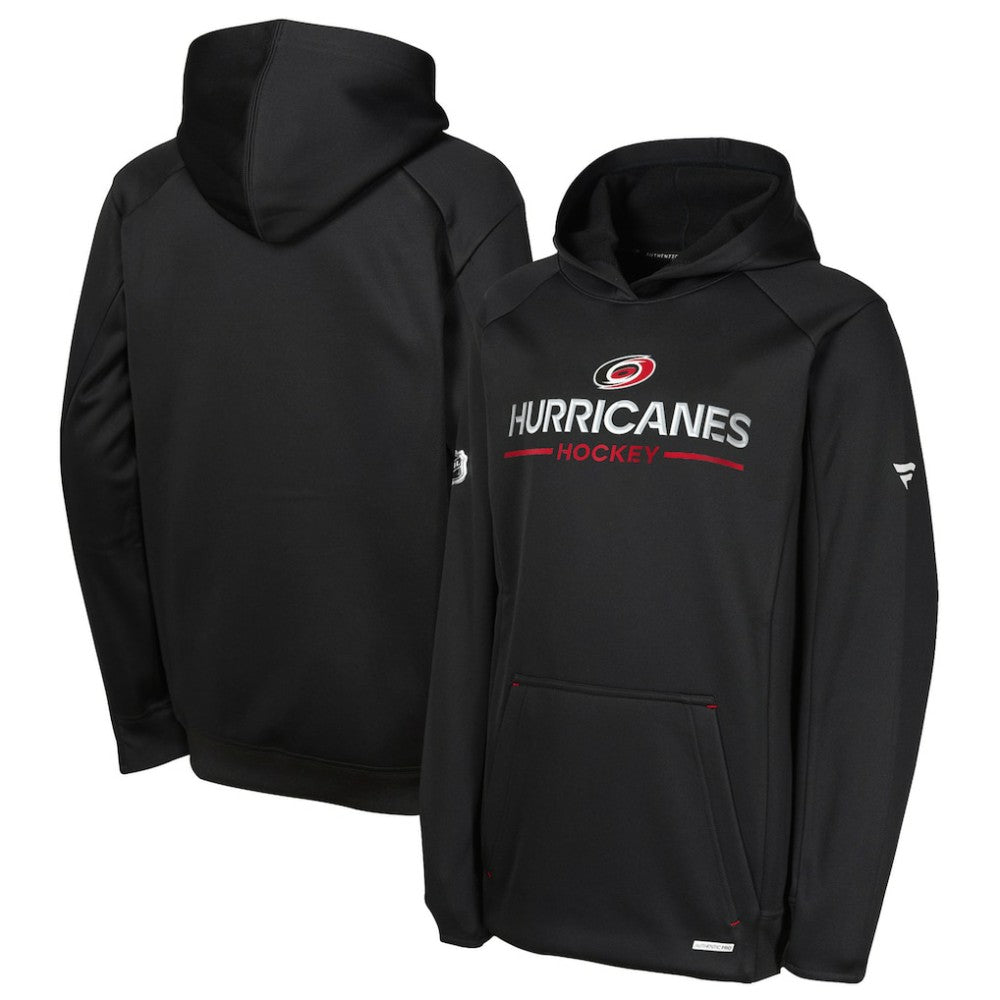 NHL Carolina Hurricanes Fanatics Youth Authentic Pro Rink Raglan Hoodie - Black